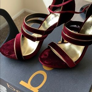 Burgundy lace heels
